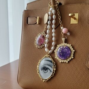 Handbag charm with Gold and Pearl Charms